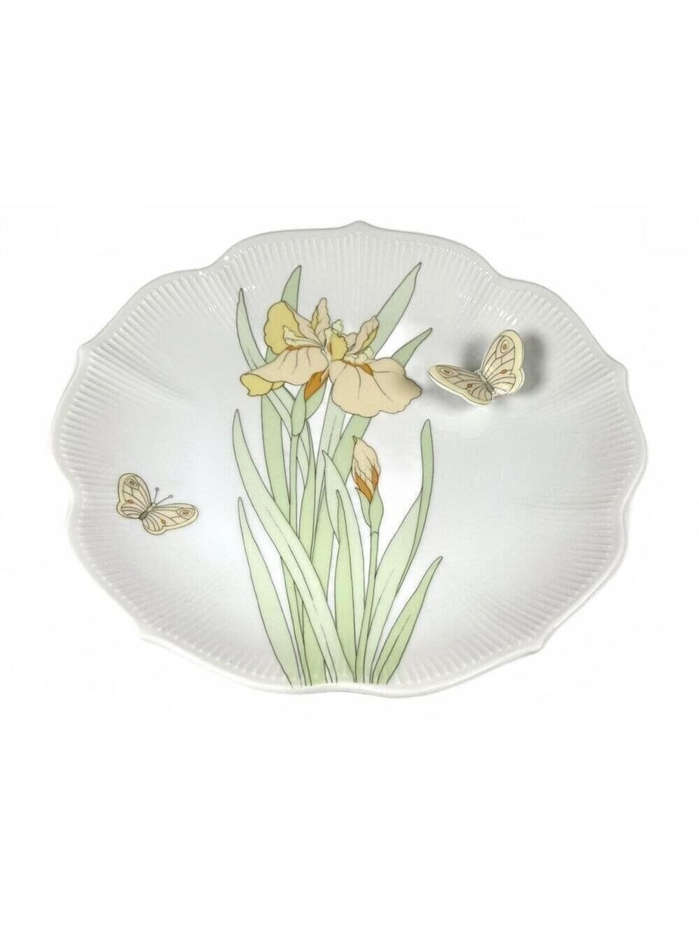 Vintage Cameron Japan Iris Butterfly Porcelain Decorative Plate Scalloped Rim - Picture 5 of 10